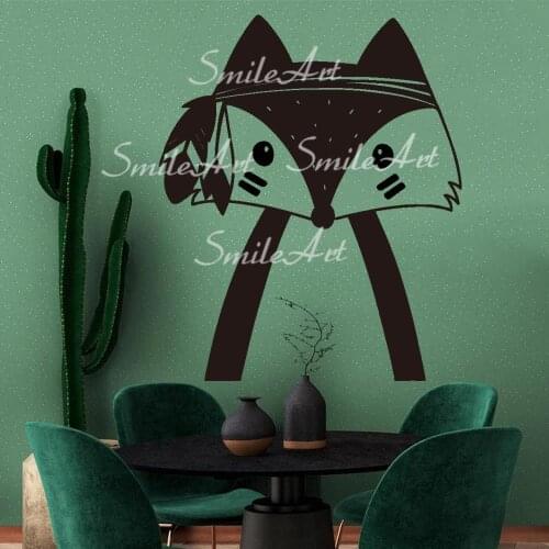 Cartoon Style Tribe Fox Vinyl Kitchen Wall Stickers Wallpaper For Babys Rooms Vinyl Decals