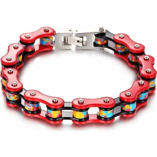 Men 's domineering bracelet color cast steel bicycle chain titanium steel jewelry wholesale multi - color optional