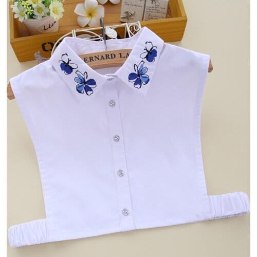Women Floral Embroidery Fake Collar Ladies Vintage Detachable Collars White False Collar Lapel Woman Removable Decoration