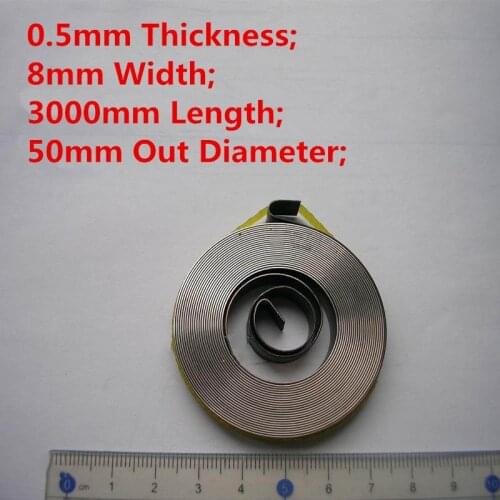 Custom Small Clock Constant Force Spring Flat Coil Power Spring, 0.5mm Thickness*8mm Width*3000mm Length