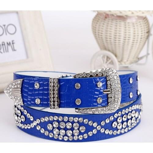 2021 New Wide Rhinestone Crystal Belts For Women Luxury Alloy Buckle Brand Strap Fashion Designer Leather Belt Woman For Jeans
