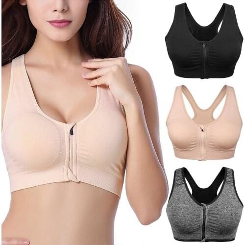 New Women Zipper Push Up Sports Bras Vest Shockproof Breathable Gym Fitness Athletic Running Sport Underwear Tops