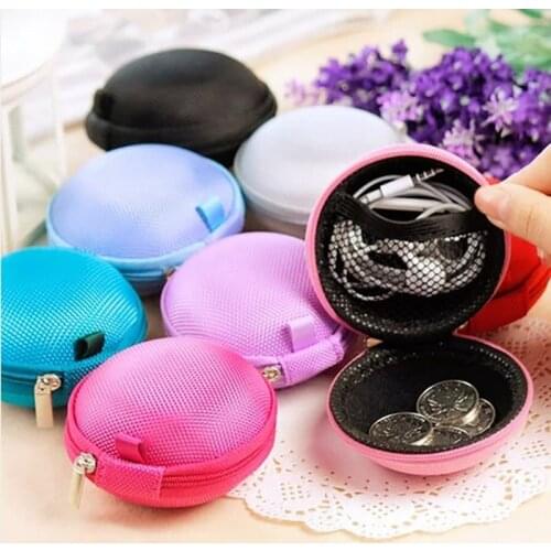 New Fashion Portable Mini Round Silicone Coin Purse Bag For Earphone SD Cards Cable Cord Wire Storage Key Wallet 8x5cm