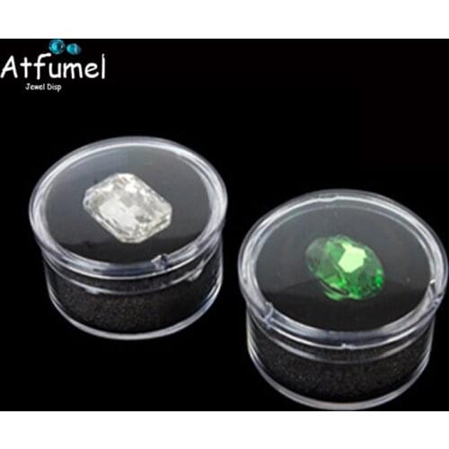 Wholesale Round Loose Diamond Jewelry Organizer Box Soft Sponge Insert Gem Display Box Clear Gemstone Crystal Storage Box 30Pcs