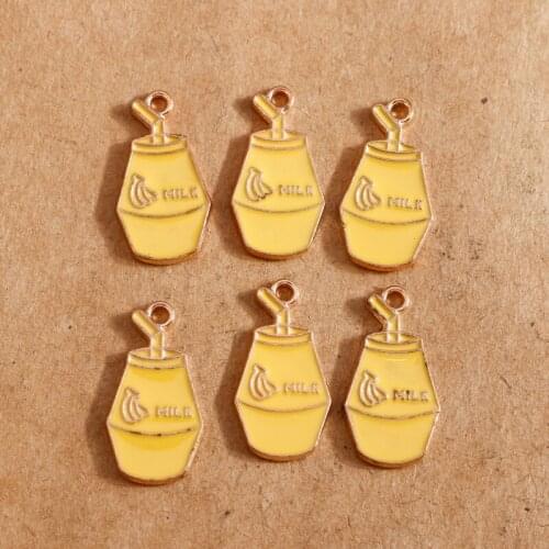 10pcs 11*21mm Enamel Banana Milk Bottles Charms for Jewelry Making Fashion Earring Pendant Bracelet Necklace Charms DIY Findings