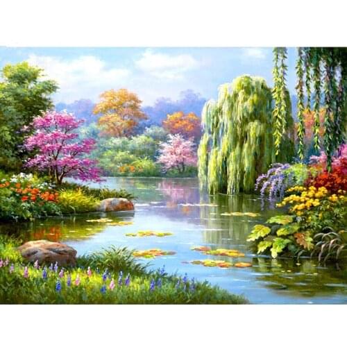 Full square 5D Diy Daimond Painting Spring Landscape 3D Diamond embroidery drill Rhinestones diamond mosaic cross stitch L631