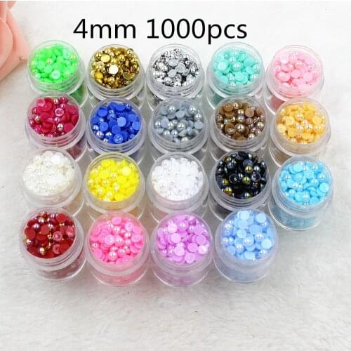 1000Pcs/lot Size 4mm AB Color Imitation Pearls Half Round Flatback Beads DIY Decoration
