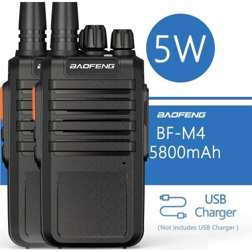 2pcs BaoFeng BF-M4 Walkie Talkie 5w 5800mAh Battery standby time 22 days usb charging portable UHF Two Way Radio for BF-888S