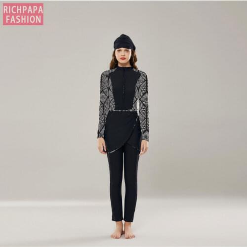 Plus Size Muslim Swimwear Women Burkinis Islam Swimsuit Hijab Bikini Beachwear Modest Swimwear