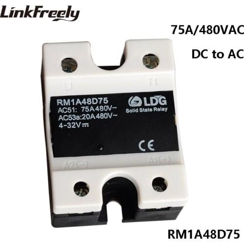 RM1A48D75 75A 220V SSR Relay Solid State DC AC 5pcs, 2SCR Output:42-530VAC Input: 4-32V DC,SMD Mini Voltage Relay Module