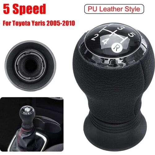5 Speed Manual Gear Shift Knob PU Leather Shifter Lever Handle Stick For Toyota Yaris 2005-2010 Auris 2007-2008 Corolla 2008