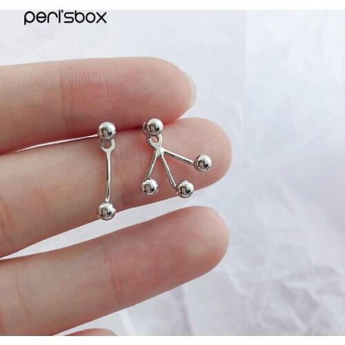 Perisbox 925 Sterling Silver Ball Earjacket Earrings for Women Dainty Tiny Ball Stud Earrings Minimal Front Back Earrings Gifts