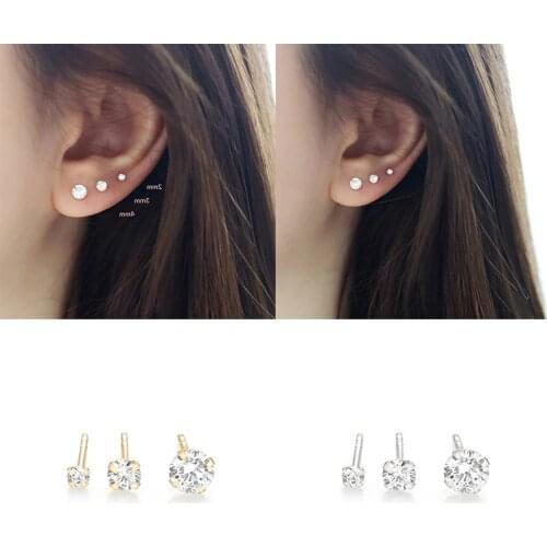 3PCS S925 Sterling Silver Earrings Cute Bling Glitter Gemstone Studing Earrings Charm Fine Jewelry Engagement Birthday Gift