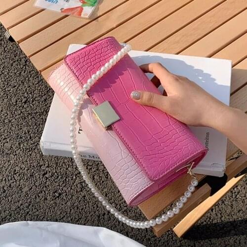 Stone pattern Pearl Underarm bag 2021 New Quality PU Leather Womens Designer Handbag Gradient Shoulder Messenger Bag Clutch