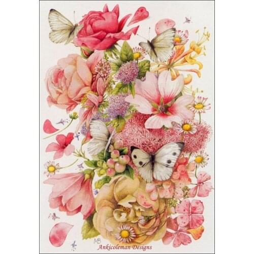 Embroidery Counted Cross Stitch Kits Needlework - Crafts 14 ct DMC DIY Arts Handmade Decor - Butterflies and Flowers