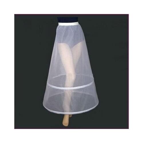 Womens Bridal 2 Hoops A-Line Ankle-Length Full Slip Petticoat One-Layer Elastic Empire Waist Wedding Dress Crinoline Underskirt