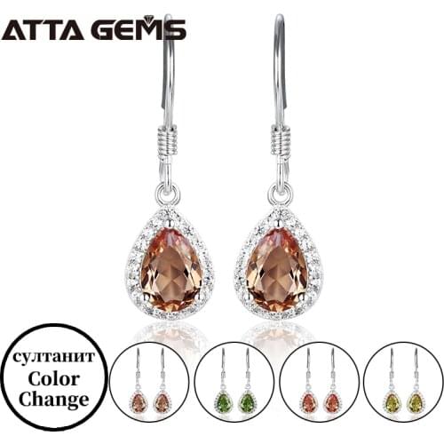 Ruby Amethyst Topaz Zultanite 925 Sterling Silver Drop Earring for Women Created Diaspore Color Change Stone Fine Jewelry