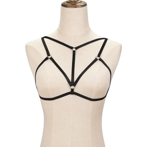 Womens goth belt Sexy Lingerie Hollow Cage Body Harness Bra Bandage Push Up Crop Top Bustier Sport Underwear Bondage Lingerie