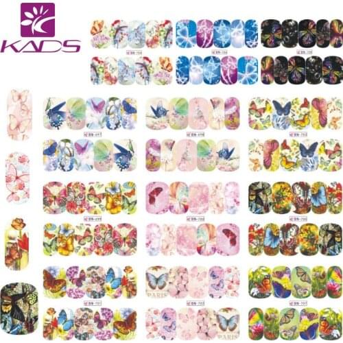 KADS 12 sheets/set Butterfly Design Printing Nail Sticker Water Transfer DIY Decals Nail art Stickers for nails accessories tips