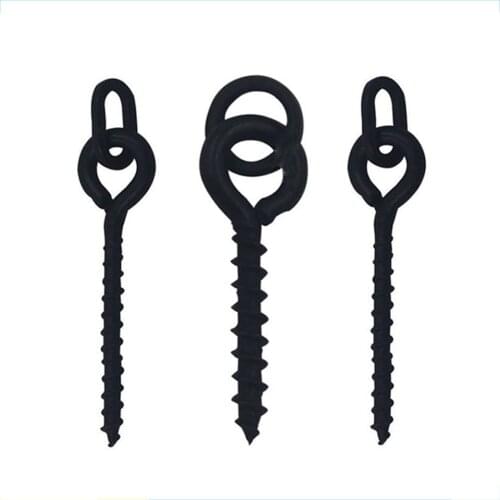 20PCS Carp Fishing accessories Boilie Screw Peg with Ring Swivel D-Rig Terminal Tackle Bait Holder Matt Black Screw Carp Fishing