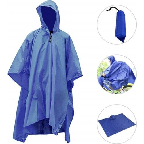 3 In 1 Hiking Rain Poncho Waterproof Rain Coat Outdoor Poncho Blanket Picnic Mat Hunting Picnic Versatile Multi-Purpose Camping