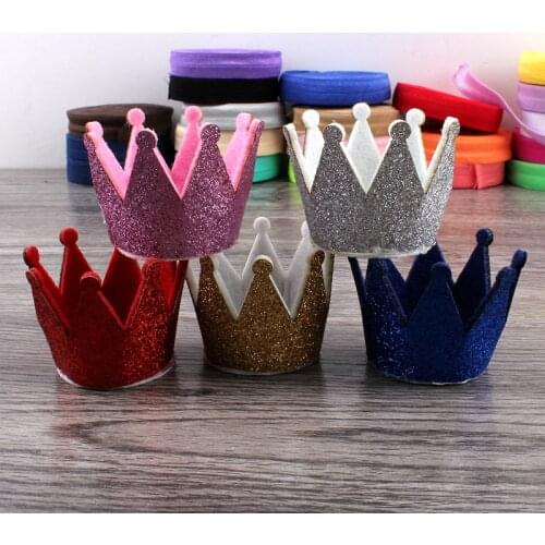 30pcs/lot 5colors Newborn 3D Felt Kids Crown For Girls Hair Accessories Handmade Glitter Felt Crown For First Birthday Hat