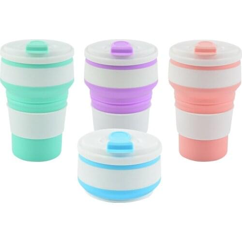 350ML Silicone Collapsible Cup Coffee Mugs Folding Water Cup BPA FREE Food Grade Travel Drinking Ware Mug Tea Coffee Cup