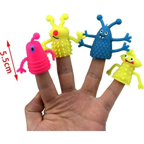 4Pcs/Set Novelty Plastic Cute Expression Hand Puppets Children Kids Finger Puppets Toy Parents Storytelling Props Christmas