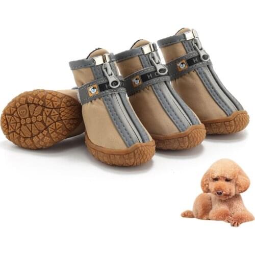4Pcs/set Pet Pet Shoes Dogs Puppy Boots Denim Warm Snow Winter Lovely Anti Slip Zipper Casual Pet Sneakers