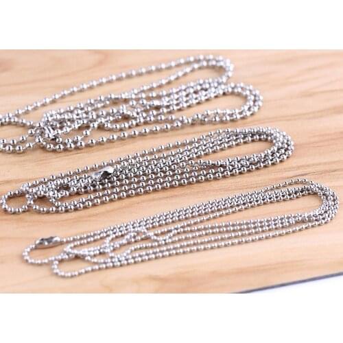 Onwear 5pcs 60cm 70cm 80cm Stainless Steel 1.5mm 2.0mm 2.4mm Beads Ball Chain Necklace for diy jewerly making accessories