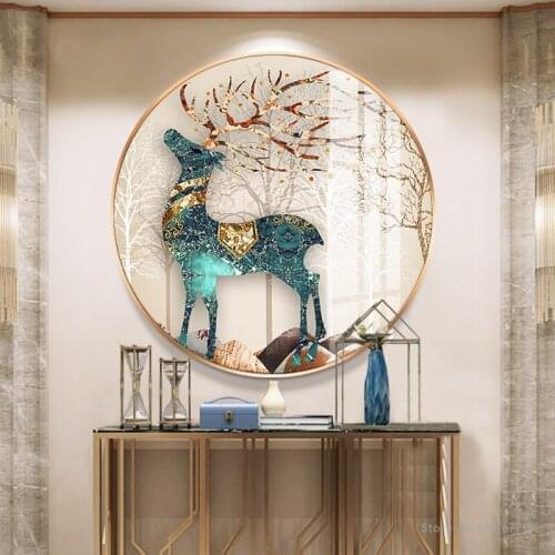 Diamond Embroidery Round Diamond Fortune Deer Elk Full Rhinestone 5D Diamond Painted Full Rhinestone Cross Stitch Needlework