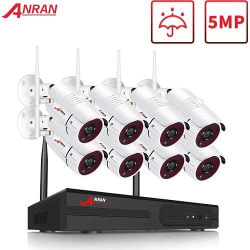 ANRAN cctv Video Kit 5MP 8CH NVR Wireless Security Camera Kit System 1920P Night Vision Outdoor Wifi Surveillance Camera System