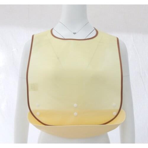 Beige Meals Clothing Protector Bibs Disability Aid Apron w/ PE Pocket Fit for Women Men Children Elderly etc