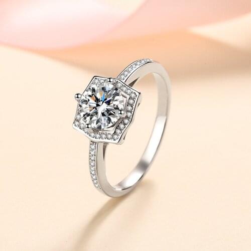 Silver 2 Carat Excellent Cut Diamond Test Passed D Color Moissanite Engagement Rings Silver 925 Female Jewelry Birthday Gift