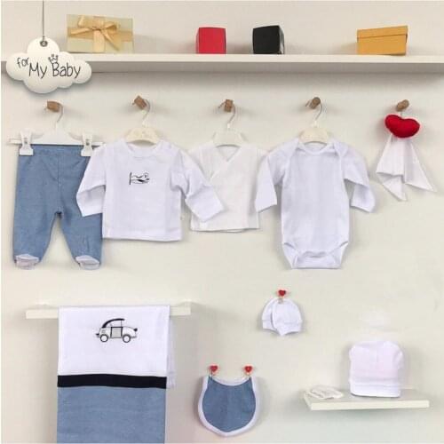 Cotton Baby Boy 10'lu Hospital Output Set Soft 100% Cotton Baby Gift Layette Hospital Outfit Baby Set 0-3 Month Quality