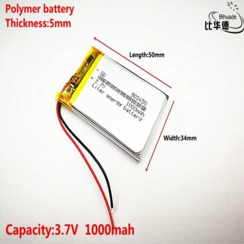 Good Qulity 3.7V,1000mAH,503450 Polymer lithium ion / Li-ion battery for TOY,POWER BANK,GPS,mp3,mp4
