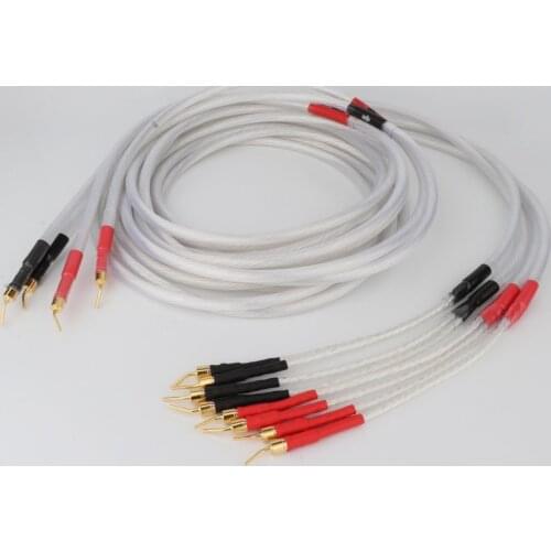 OCC copper silver plated cable HIFI pin Banana plug to pin plug speaker Wire for Audiophiles and HiFi Sys