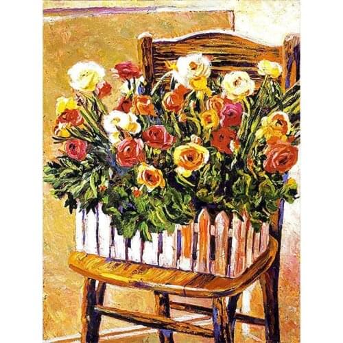 GATYZTORY Frame flower Painting By Numbers Canvas Colouring Landscape Handpainted Artwork Diy Gift Home Wall Decor 60×75cm