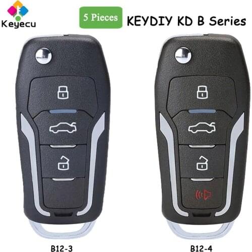 KEYECU 5 Pieces KEYDIY for Ford Style Universal B Series KD Remote Car Key B12-3 B12-4 Supported By KD900 KD900+ URG200 KD-X2