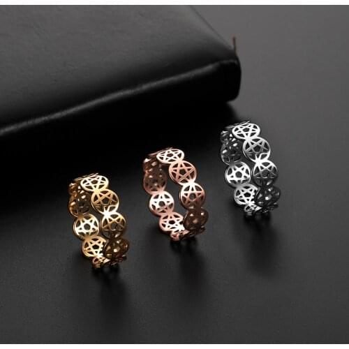 COOLTIME Pentagram Womens Ring Pentacle Viking Fine Couple Ring Men Talisman Supernatural Stainless Steel Jewelry Accessories