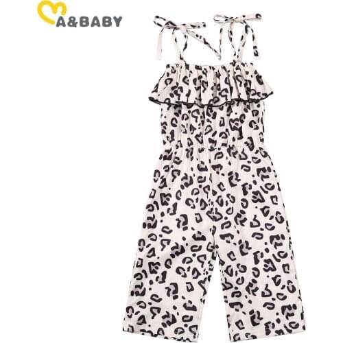 Ma&Baby 1-6Y Summer Toddler Kid Girls Jumpsuit Ruffles Leopard Rompers Sleeveless Playsuit Chidlren Costumes
