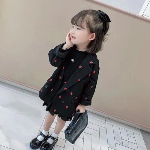 Toddler Baby Girl Outfits 2021 Spring Kids Clothes Sets Girls Black Blazer + Skirt 2021 New Fashion Children Clothing 4 5 6 7 8