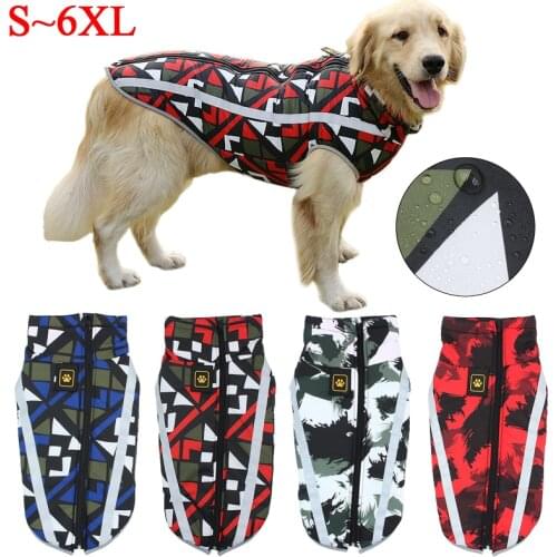 Dog Jacket Large Breed Dog Coat Waterproof Reflective Warm Winter Clothes for Big Dogs Labrador Overalls Chihuahua Pug Clothing