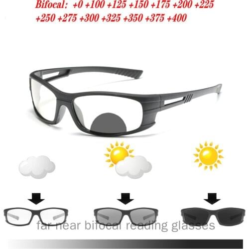 Prescription Square Bifocal Reading Glasses Men and Women Sun Photochromic Presbyopia Glasses Outdoor Fishing Sunglasses NX