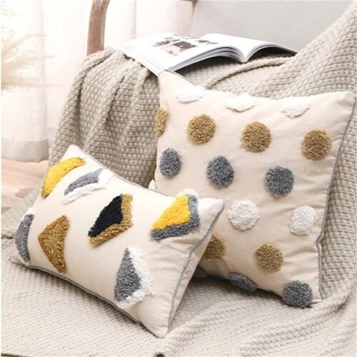 Morocco Tufted Cushion Cover Cotton Home Decorative Beige Pillow Cover 45*45/30*45cm Bohemian Sofa Pillows Decor Home Farmhouse
