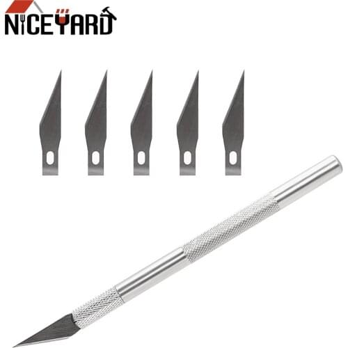 NICEYARD Craft Artwork Cutting Knife Sculpture Scalpel Knife DIY Carving Knife Stencil Chiseling 6 Blades Aluminum Alloy