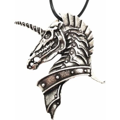 Nostalgia Punk Animal Horse Unicorn Pendant Viking Talisman Skull Jewelry Goth Necklace