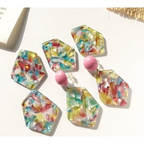 New arrived 30pcs/lot color pattern print geometry Irregular pentagon shap acrylic beads diy jewelry earring pendant accessory