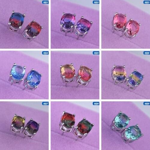 New Oval Tourmaline Gradient Dangle Earrings Women Party Fashion Jewelry Rose Gold Natural Zircon Fine Simple Earring