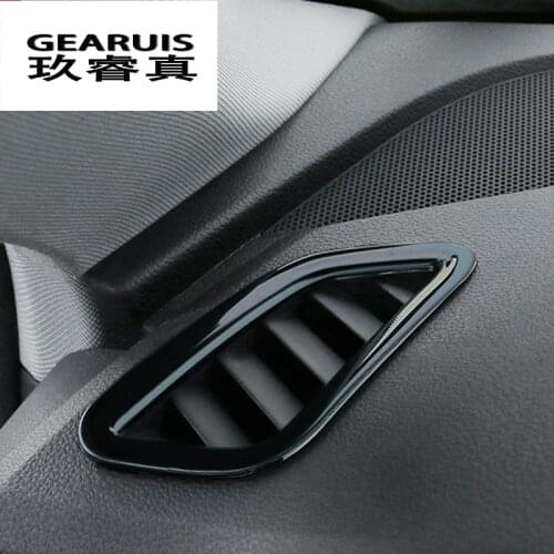 New Design! Car Blue Black stainless steel trim air conditioning outlet decoration cover Accessories circle For Audi A4 B9 2017